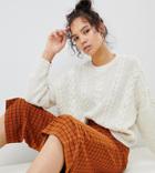 Asos Design Tall Cable Sweater-cream