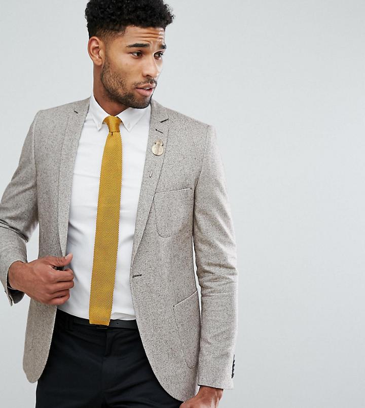 Heart & Dagger Tall Skinny Diamond Texture Blazer - Brown