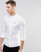 Asos Skinny Shirt In White With Grandad Collar And Logo - White