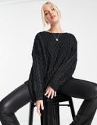 Urban Revivo Cable Knitted Sweater In Black