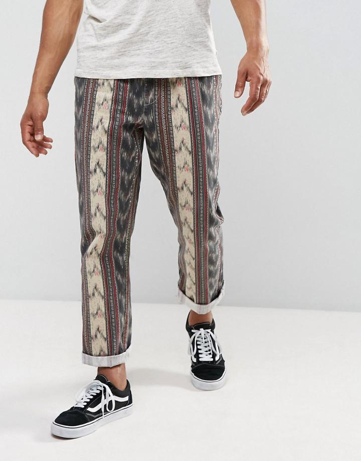 Asos Festival Pants With Elasticated Waistband In Patterned Fabric - Stone