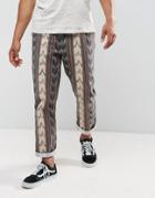 Asos Festival Pants With Elasticated Waistband In Patterned Fabric - Stone