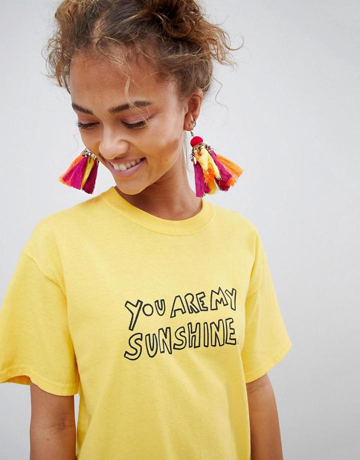 Asos Design Statement Festival Pom And Tassel Chandelier Earrings - Multi