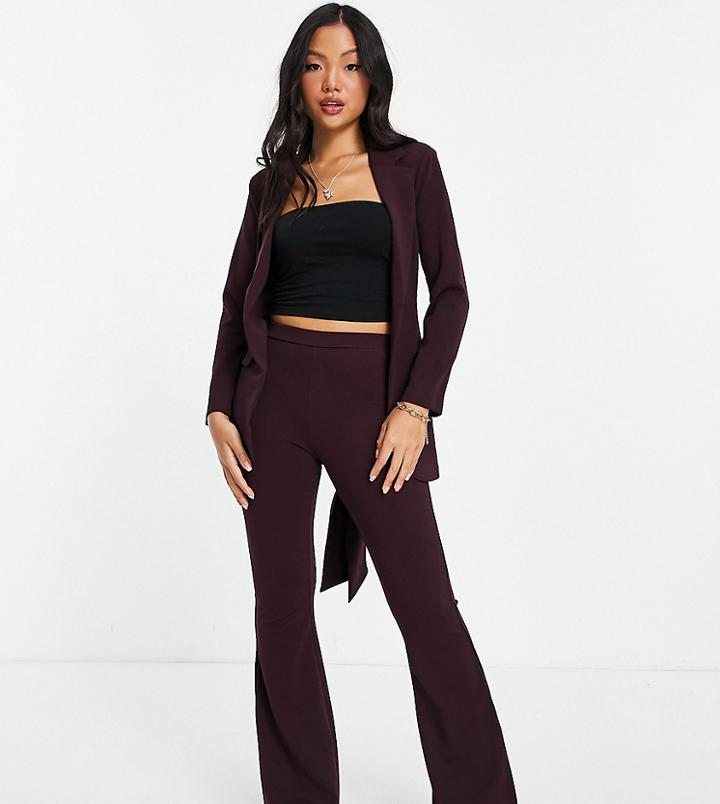 Asos Design Petite Jersey Suit With Obi Tie Waist In Wine-neutral