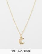 Asos Sterling Silver To The Moon And Back Necklace - Gold Plated
