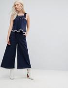 N12h No Borders Cropped Jumpsuit - Navy