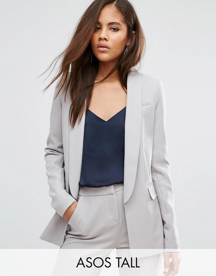 Asos Tall Premium Tailored Edge To Edge Blazer - Gray