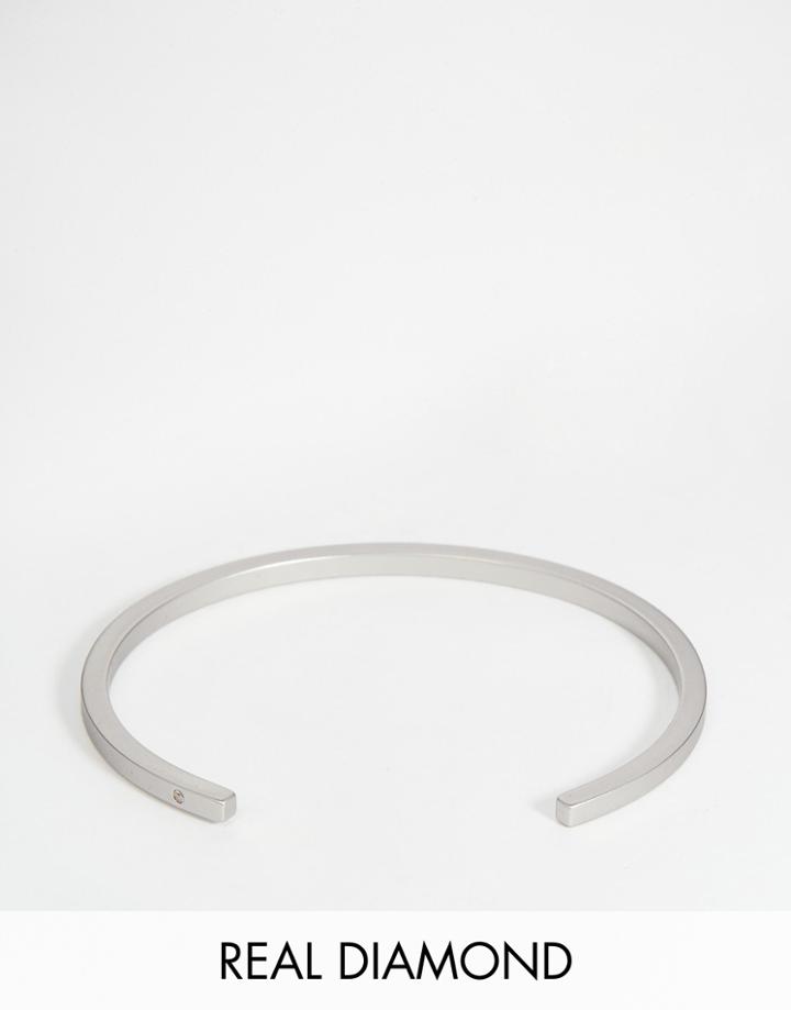 Asos Bangle With Real Diamond In Silver - Rhodium