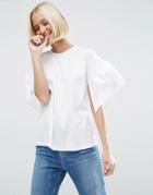 Asos White Taffeta Sleeve T-shirt - White