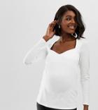 Asos Design Maternity Top With Sweetheart Neckline-white