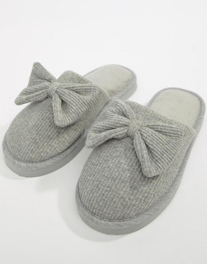 Asos Design Nixie Bow Slippers - Gray
