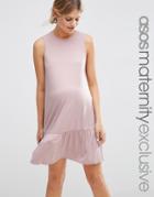 Asos Maternity Shift Dress With Peplum Hem - Pink