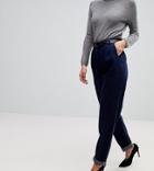 Asos Tall Tapered Jeans With Curved Seams And Belt In Indigo Wash - Blue