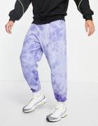 Asos Design Oversized Sweatpants In Purple Tie Dye-blues