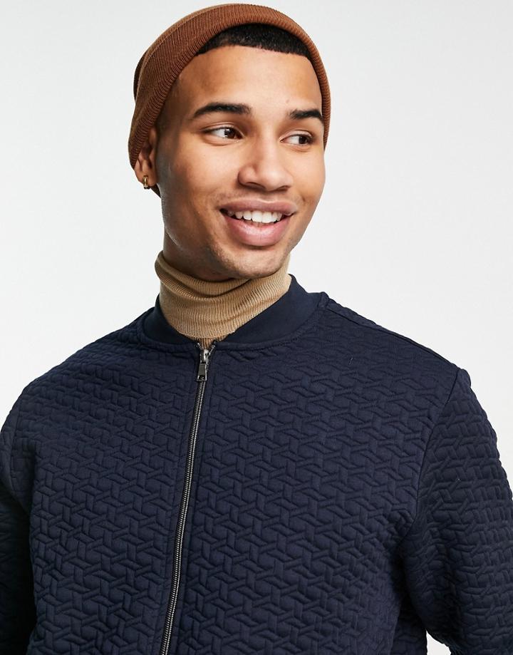 River Island Onion Quilt Cardigan In Navy