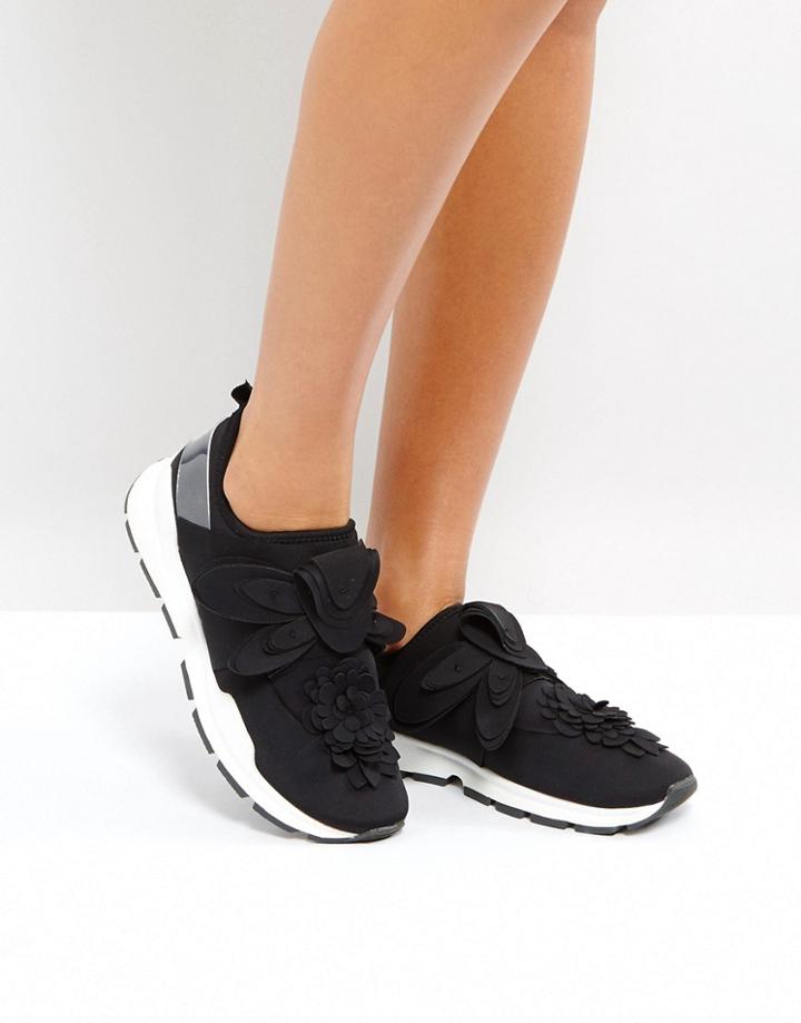 Stradivarius Flower Detail Sneakers - Black