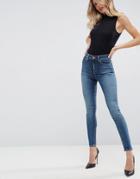 Asos Ridley High Waist Skinny Jeans In Coyan Exreme Wash - Blue