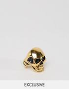 Reclaimed Vintage Skull Ring In Gold - Gold
