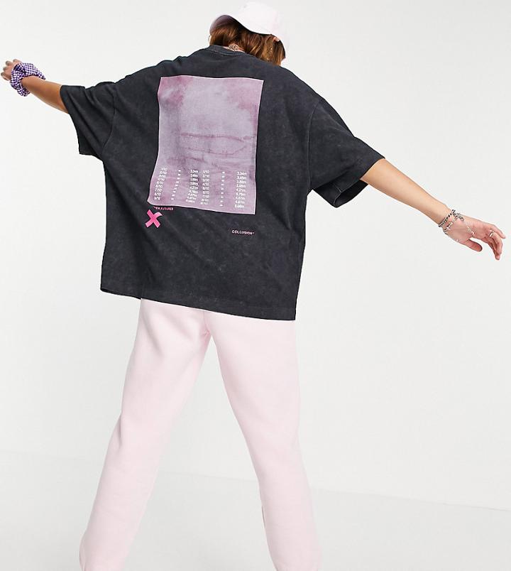 Collusion Unisex Oversized T-shirt With Photographic Print In Acid Wash Pique-black