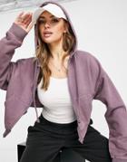 Asos Design Oversized Zip Through Hoodie In Washed Purple