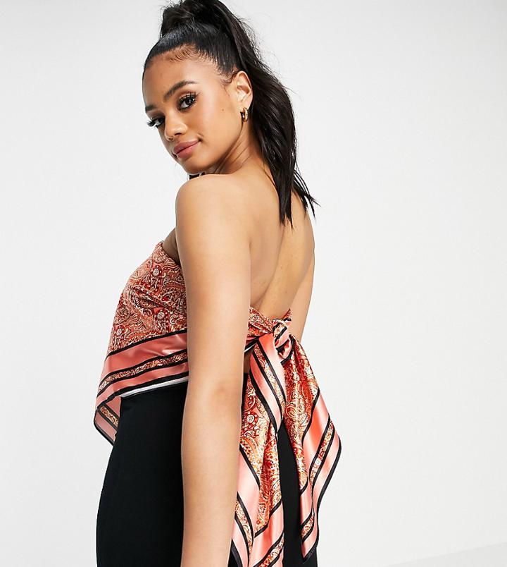 Missguided Scarf Top In Red Paisley Print-multi