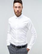 Asos Skinny Herringbone Shirt - White