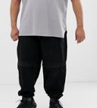 Asos Design Plus Tapered Sweatpants In Black With Zip Off Detail