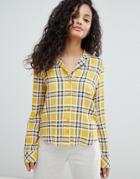 Bershka Check Print Blouse - Yellow