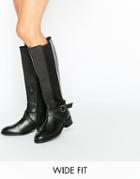 Asos Character Wide Fit Leather Knee Boots - Black