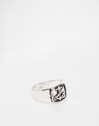 Asos Signet Ring With Anchor - Burnished Silver