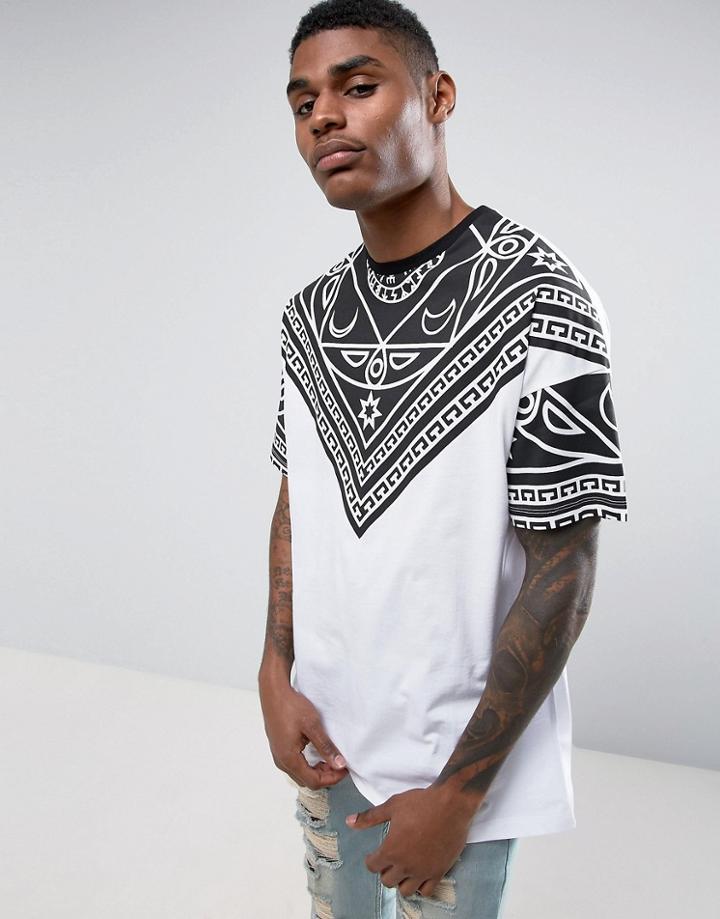 Asos Oversized T-shirt With Mystic Yoke Print In White - White