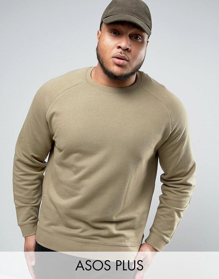Asos Plus Sweatshirt In Beige - Green