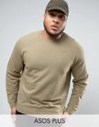 Asos Plus Sweatshirt In Beige - Green