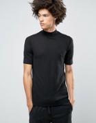 Asos Knitted Short Sleeve Turtleneck - Black