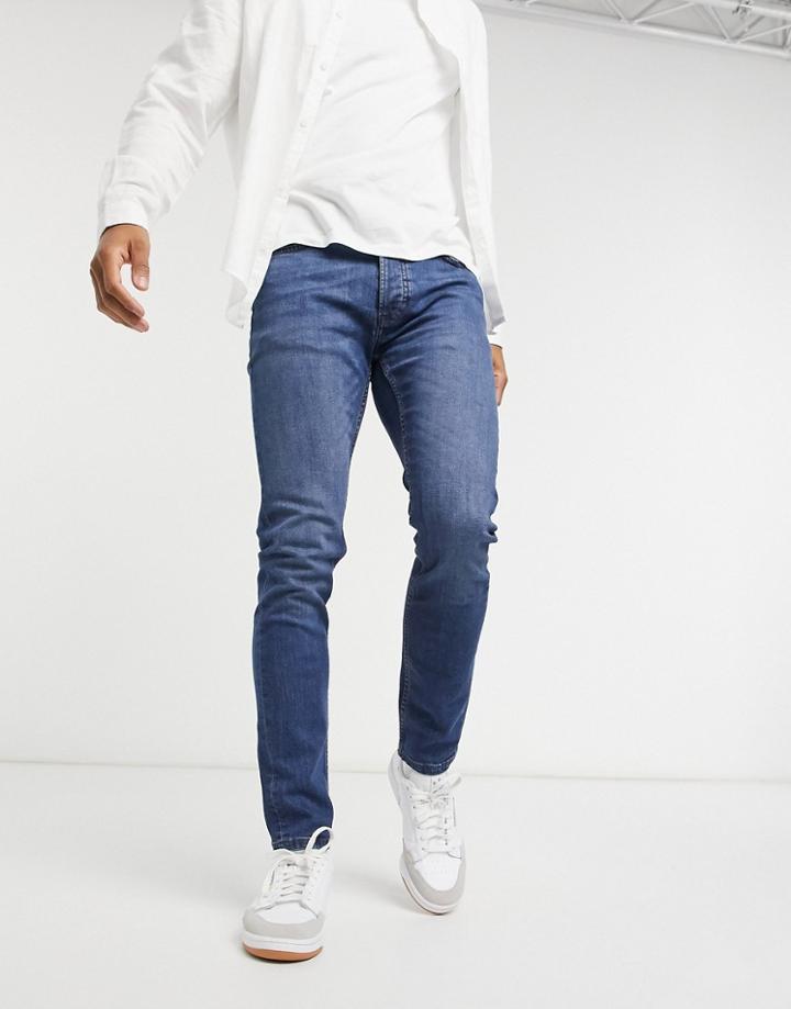 Topman Super Skinny Jeans In Bright Blue Wash