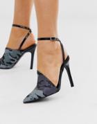 Asos Design Photo Pointed High Heels In Camo