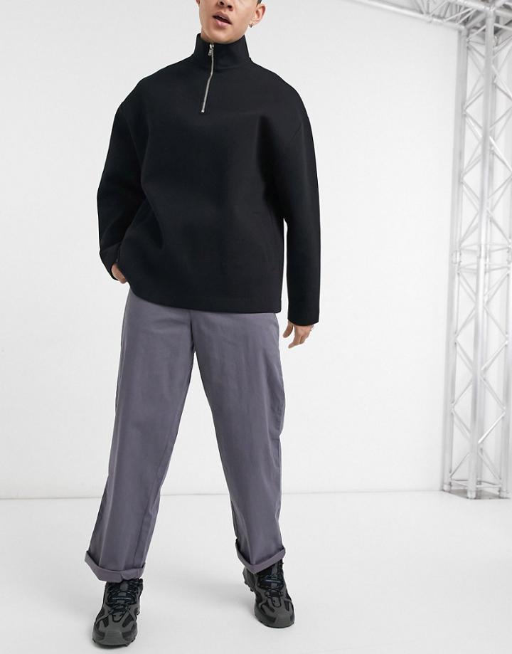 Asos Design Chino Pants In Wide Fit In Charcoal-grey