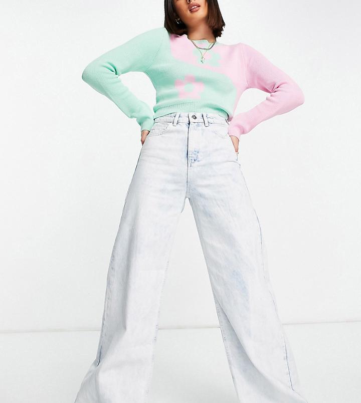 Reclaimed Vintage Inspired 88' Wide Leg Jean In Vintage Blue