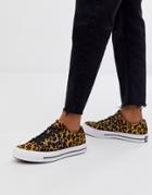 Converse One Star Pony Hair Leopard Print Sneakers-brown
