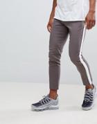 Boohooman Tapered Chinos With Side Stripe In Gray - Gray