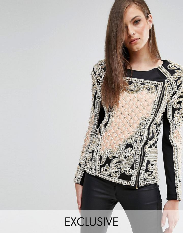 A Star Is Born Embellished Jacket With Quilted Detail - Multi