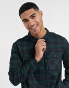 Another Influence Zip Up Over Shirt In Green Plaid