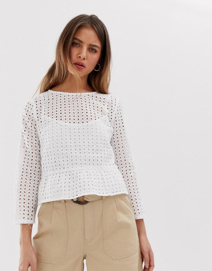 Jack Wills Millie-sue Woven Top In Lace-white