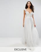 Needle & Thread Swan Tulle Maxi Dress With Frill Sleeve - Green