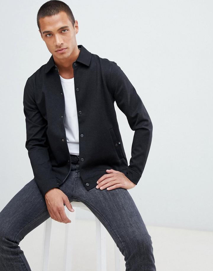 Ted Baker Jersey Harrington Jacket In Black - Black