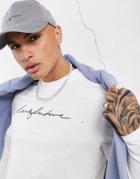 Asos Dark Future Long Sleeve T-shirt In White With Chest Logo Print