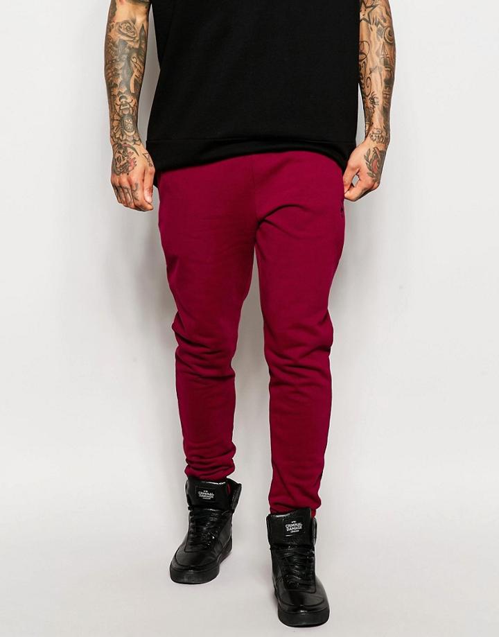 Criminal Damage Skinny Joggers - Burgundy