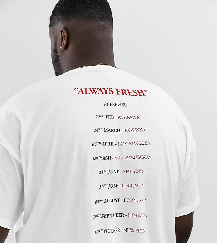 Asos Design Plus Oversized T-shirt With Back Text Print In Organic Cotton - White