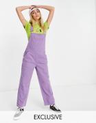 Reclaimed Vintage Inspired Relaxed Denim Overalls In Bright Lavendar-purple