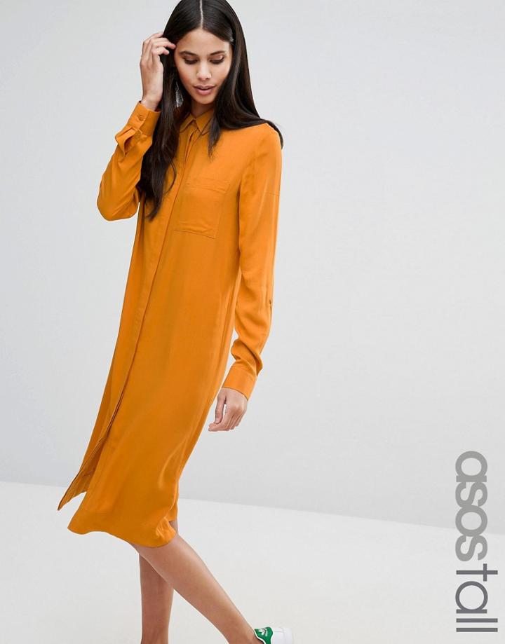 Asos Tall Midi Shirt Dress - Orange